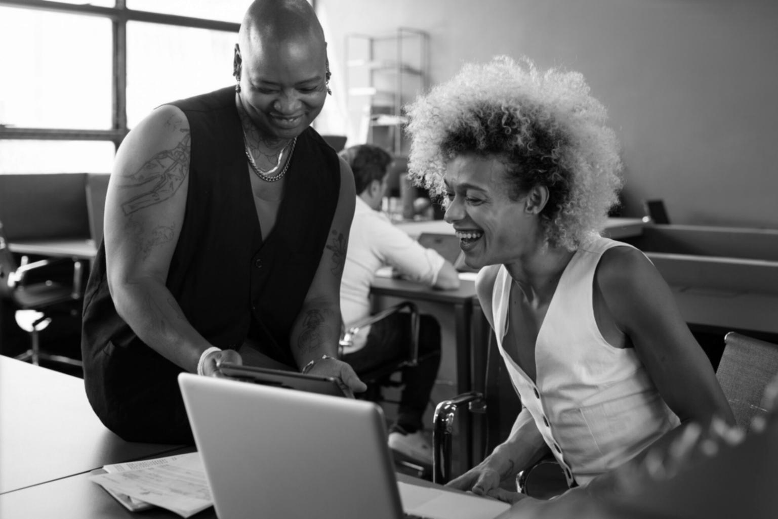 Professional meeting discussing financial reports and investment strategy